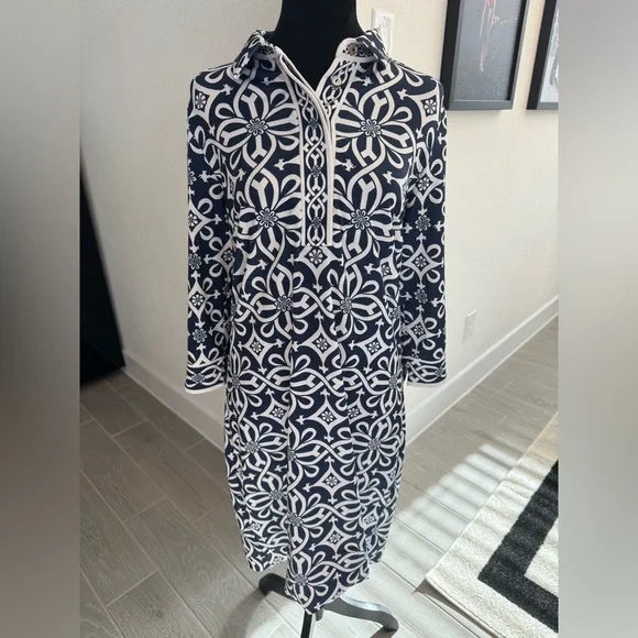 GRETCHEN SCOTT Ruffneck Jersey Floral Collared Dress Size Medium GUC - Picture 1 of 3